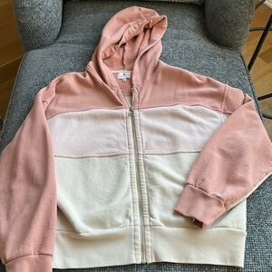 Sundry pink and cream color black zip up hoodie